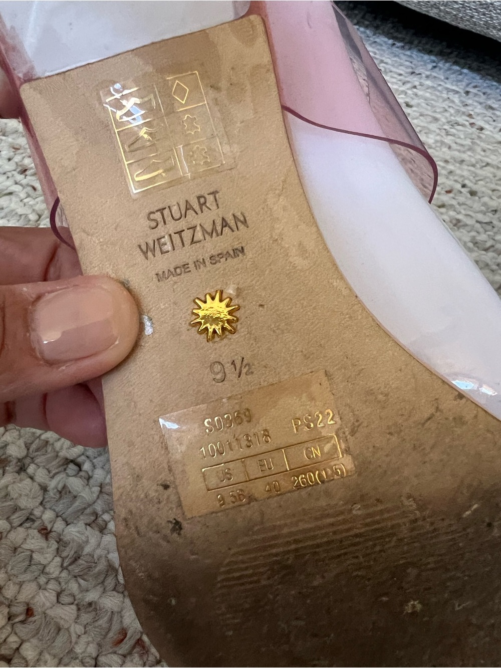 Stuart Weitzman Kristal Clear Pvc Pink Leather Lucite Heel Sandal View 5